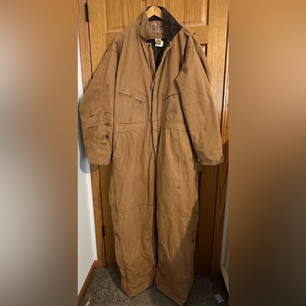 Field n Forest Mens Size 3XLT Brown Canvas Insulated Coveralls